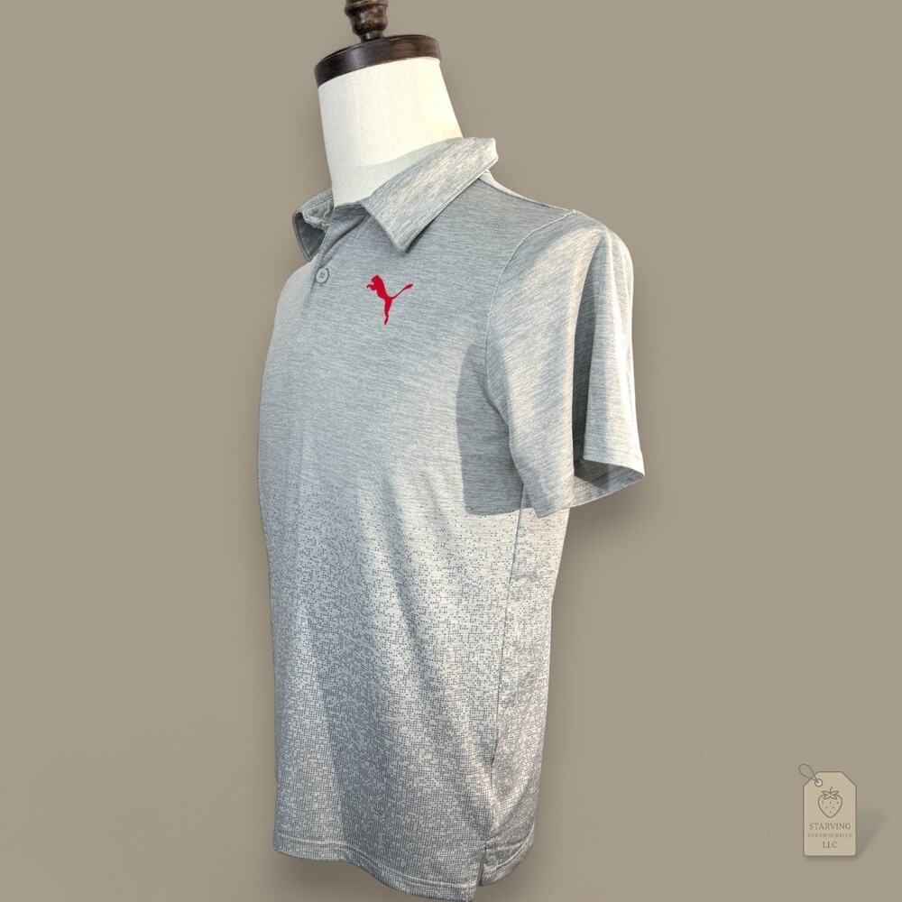 PUMA Golf Boys' Gray Stretch Polo XL 18–20 | Pixel Print - Picture 3 of 6